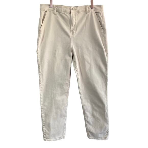 Old Navy Ecru Sky-High Waist Carpenter Style Jeans Straight Leg Size 18 Tall - Picture 1 of 7